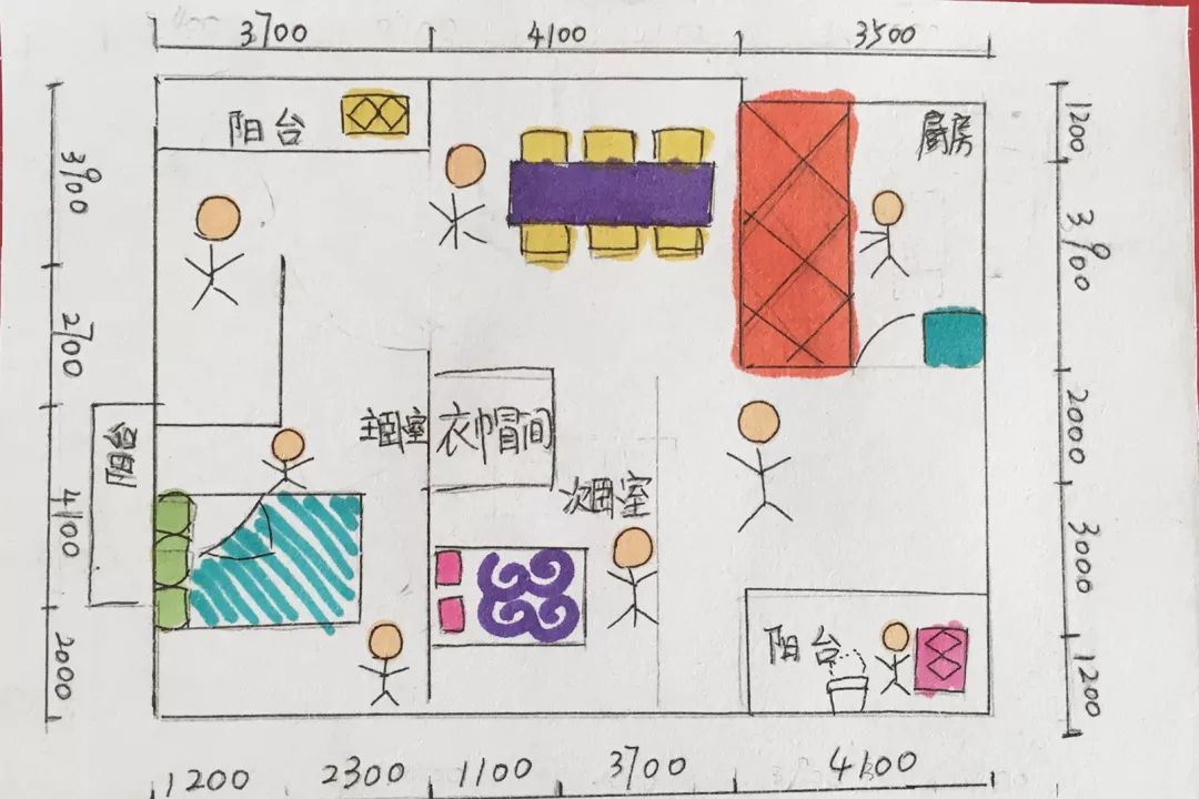 (选做) 趣味数学 画一画自己家的平面图,测量并标注每个房间的长度和