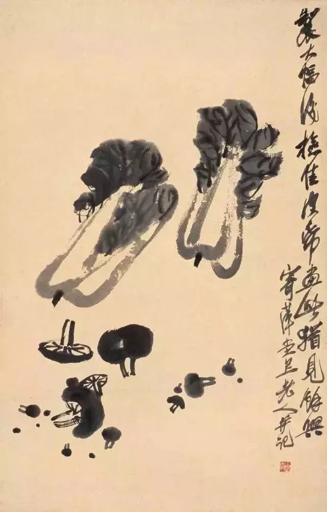 书画欣赏齐白石画白菜青青白白菜根香