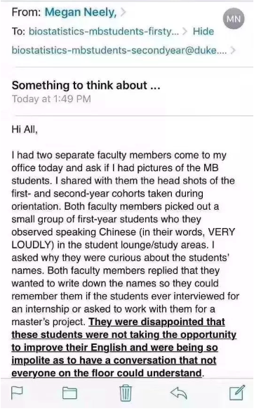 杜克大学禁说中文,上千留学生冷静反杀,涉事教