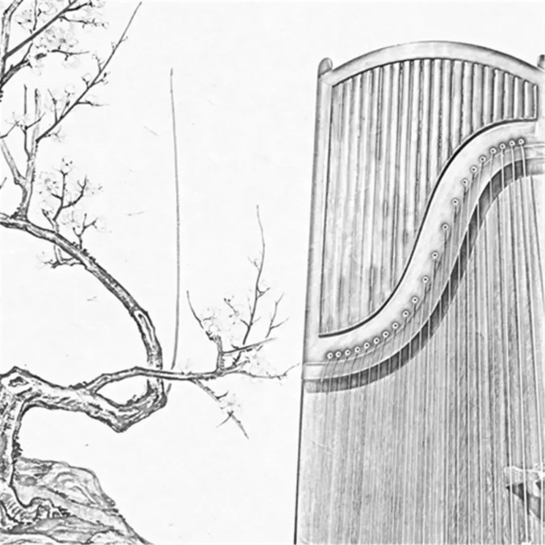 手绘音乐器材古筝插画图片-图行天下素材网