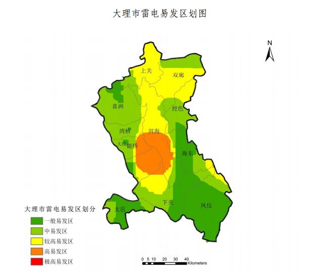 大理州各县,市雷电易发区划