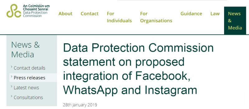 愛爾蘭政府要臉書說清楚整合WhatsApp、Messenger、IG的計 科技 第1張