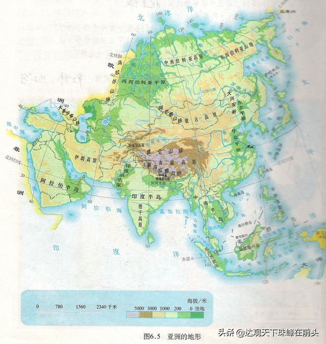 亚洲地形地势地图一