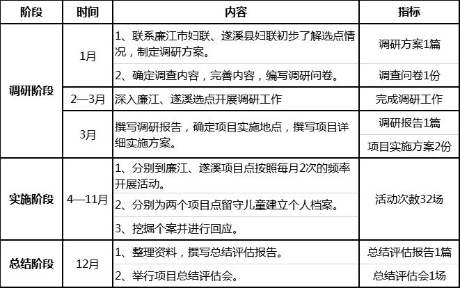 项目推进时间表