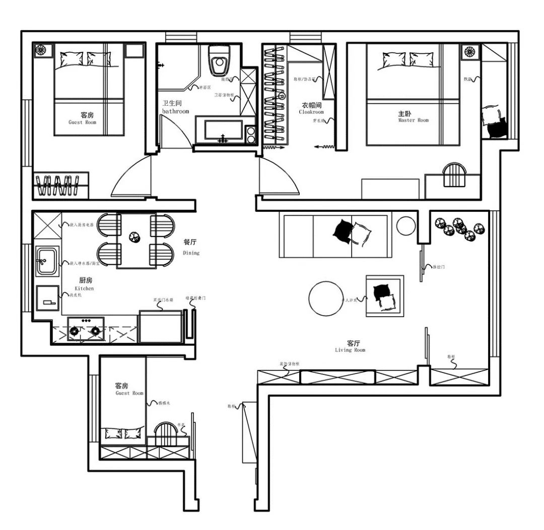房屋信息 面积:80㎡  户型:三居  风格:北欧  平面图