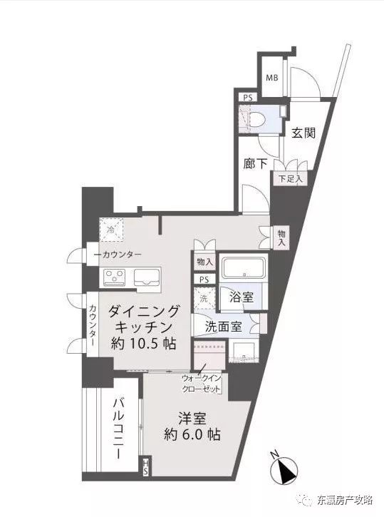 【每日精選】1LDK（1房1庁1浴1衛）東京メトロ日比谷線「築地」駅　徒歩1分最上階眺望好 可飼育寵物 歩入式衣帽間 管理系統好 搞笑 第10張