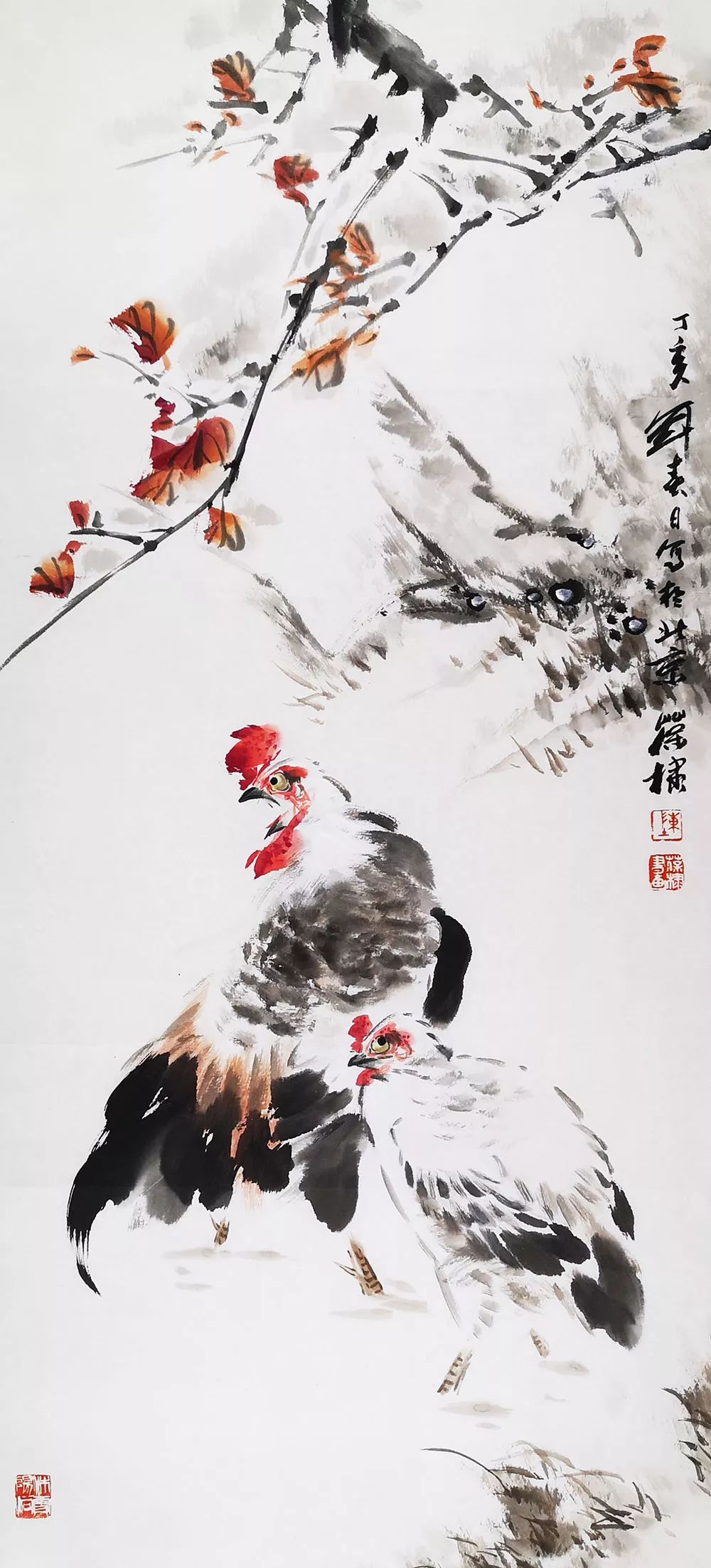 中国当代实力派花鸟画画家 中国美术家协会会员 陈葆棣 国画48*90cm