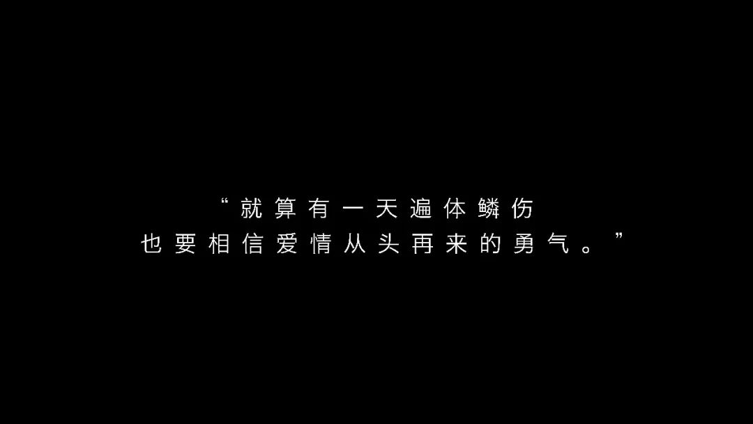 "就算有一天遍体鳞伤 也要相信爱情从头再来的勇气.