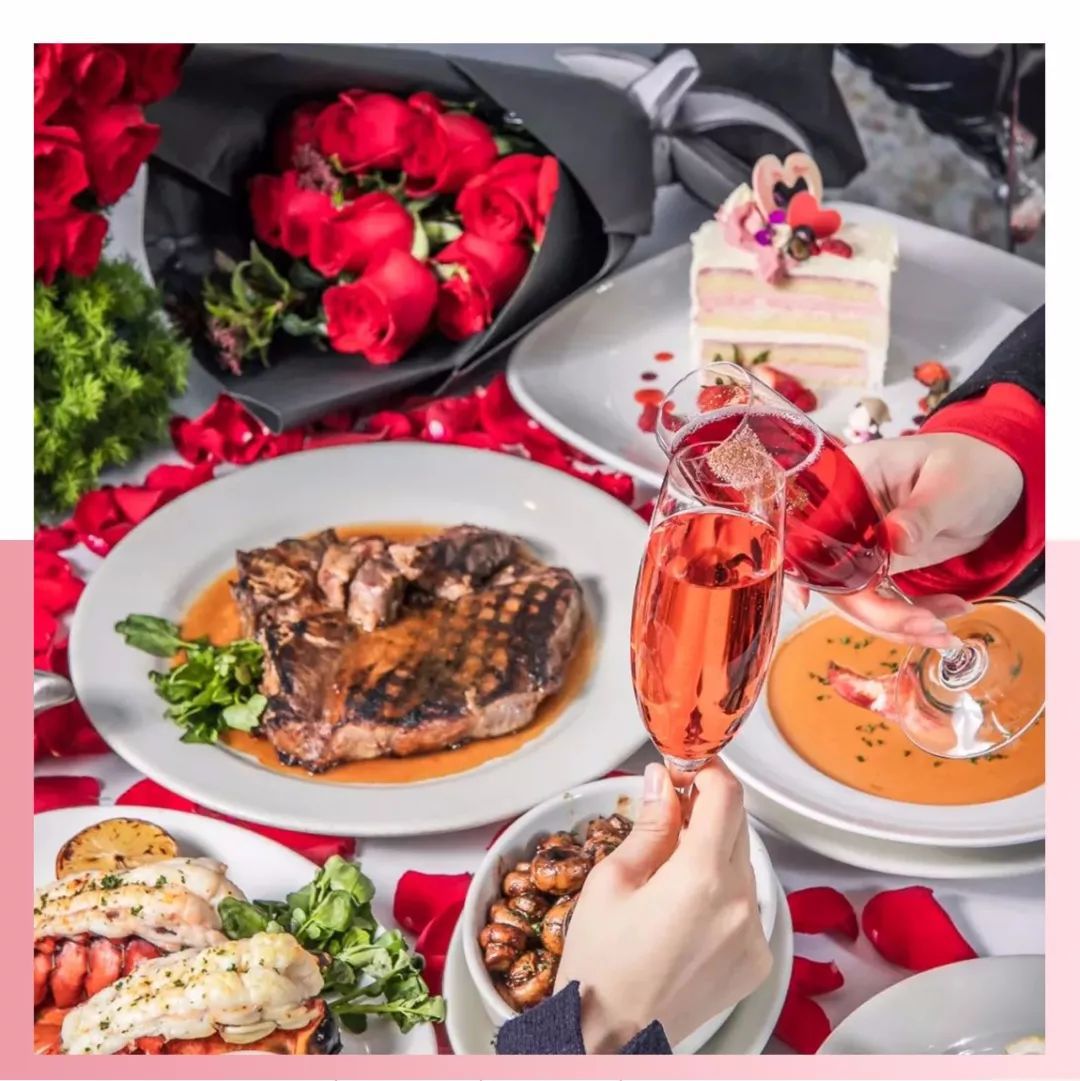 红色玫瑰情人节西餐点菜单图片下载 - 觅知网