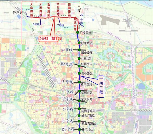 郑州地铁2号线(二期)线路图