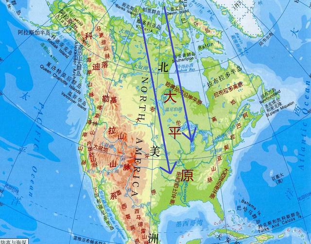 北美洲地形图图片