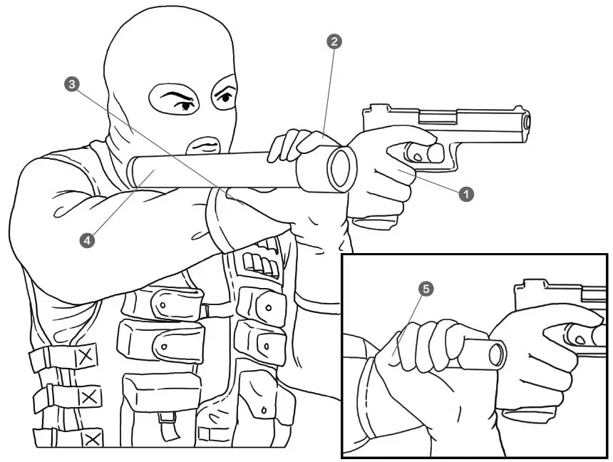 黑暗环境下战术电筒配合手枪的正确打开方式_射击