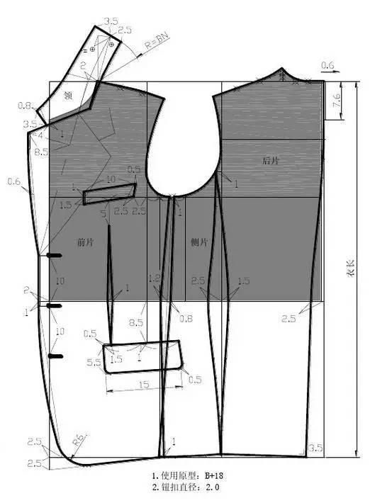 男士西服的结构样板及排料