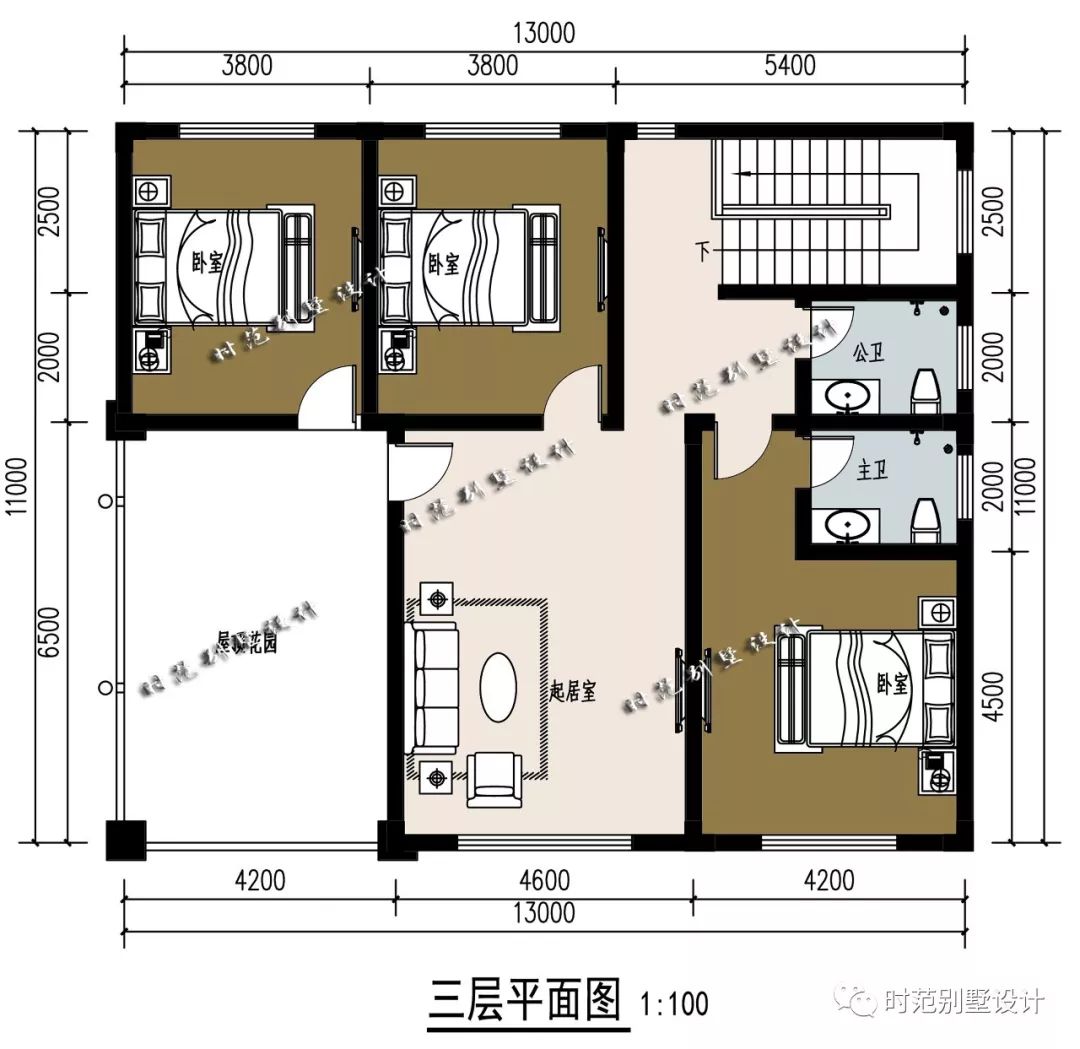 开间13米的复式三层农村别墅,7卧6卫,建在老家很风光