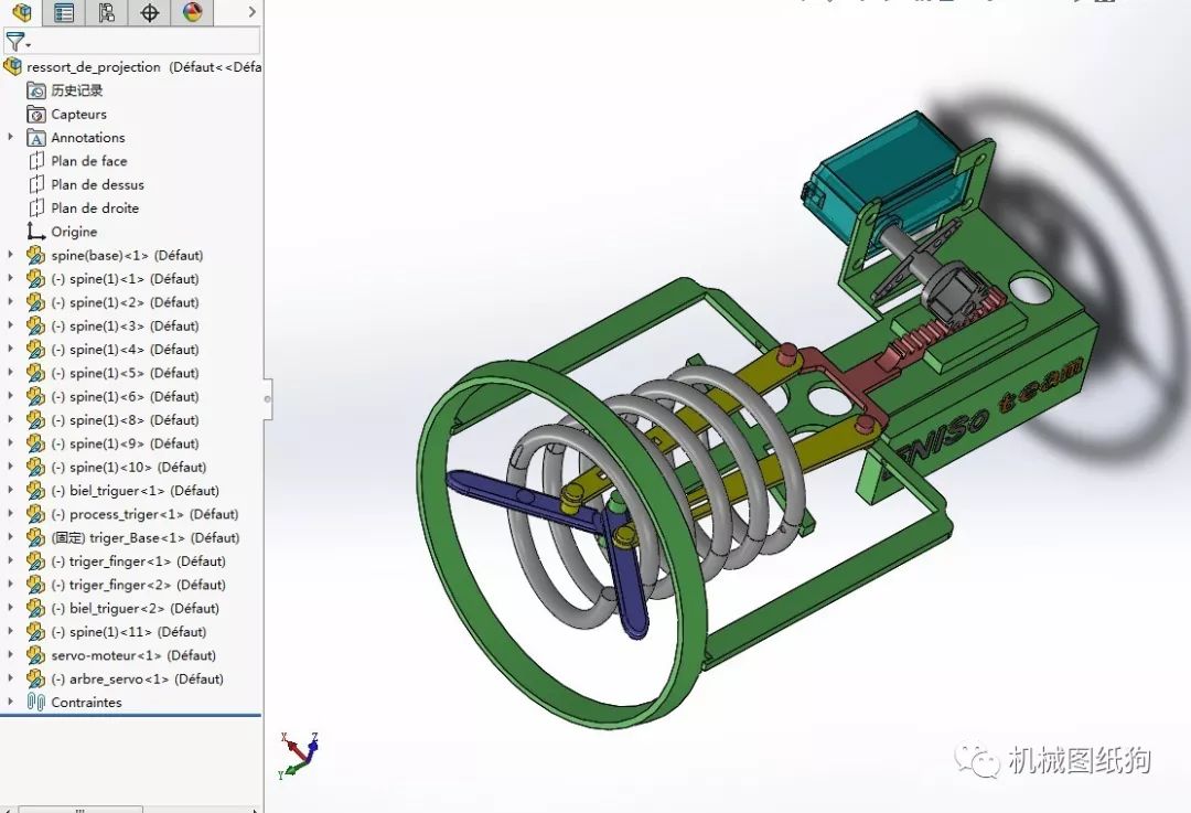 【工程机械】弹簧发球器结构3d数模图纸 solidworks设计