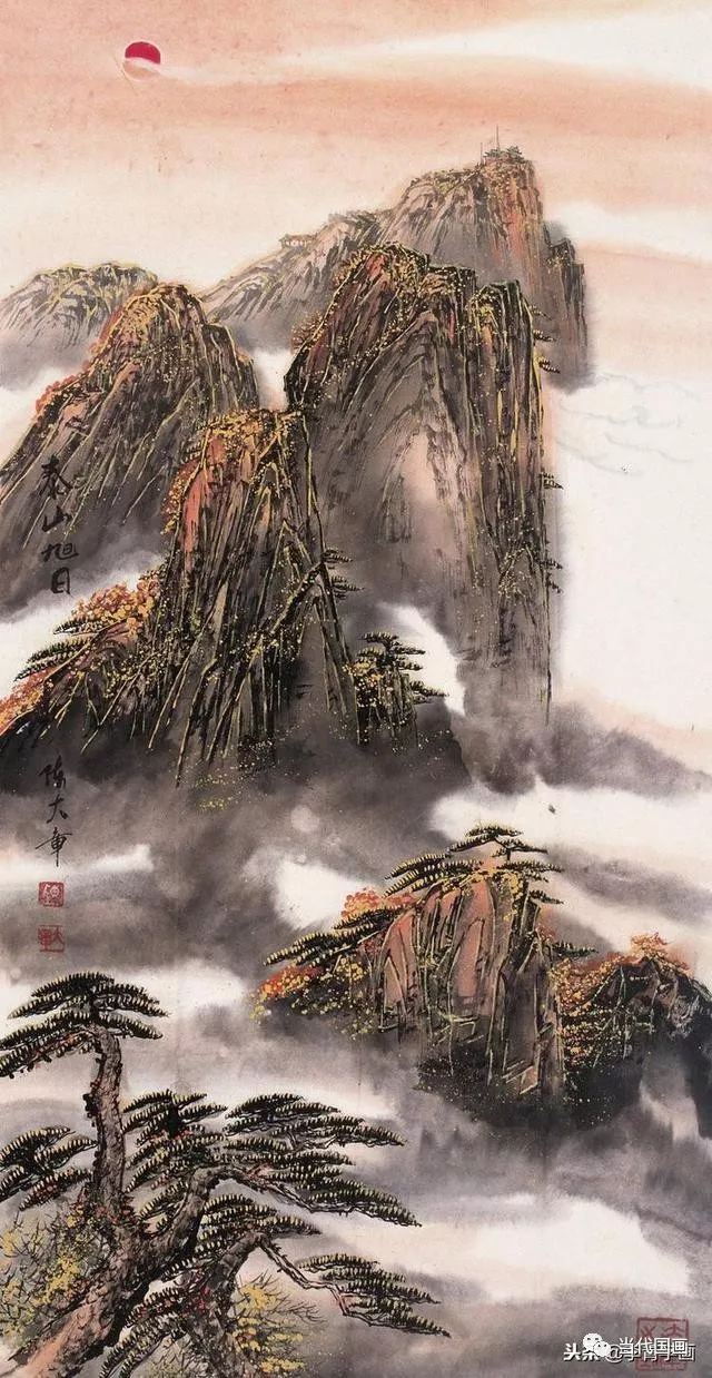 著名画家陈大章山水画作,峰峦叠嶂,碧水如镜!