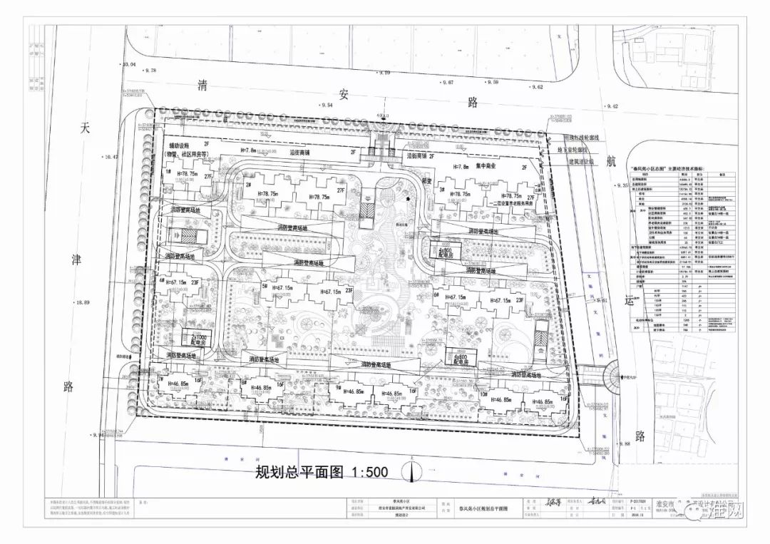 2019年1月25日淮安市规划局附:春风苑项目建设工程设计方案总平面图