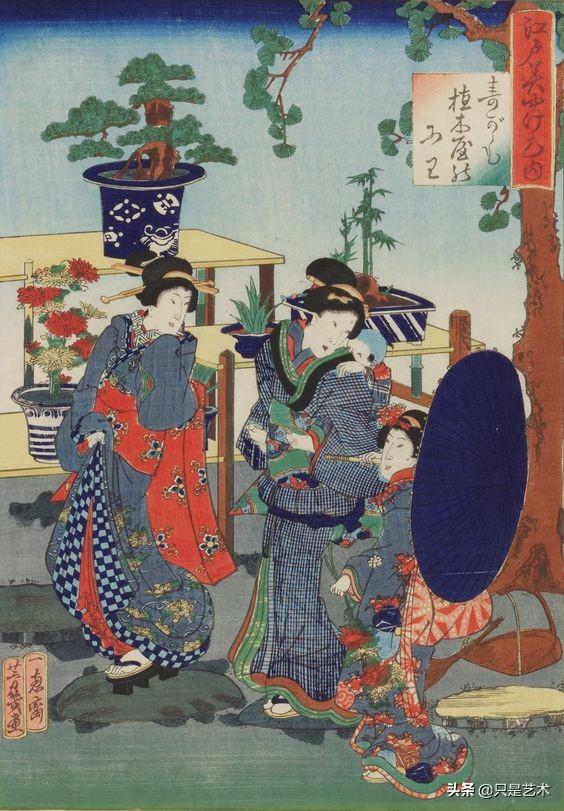铃木春信的传统浮世绘色彩丰富,他画中的美人柔弱纤细 婀娜多姿,看
