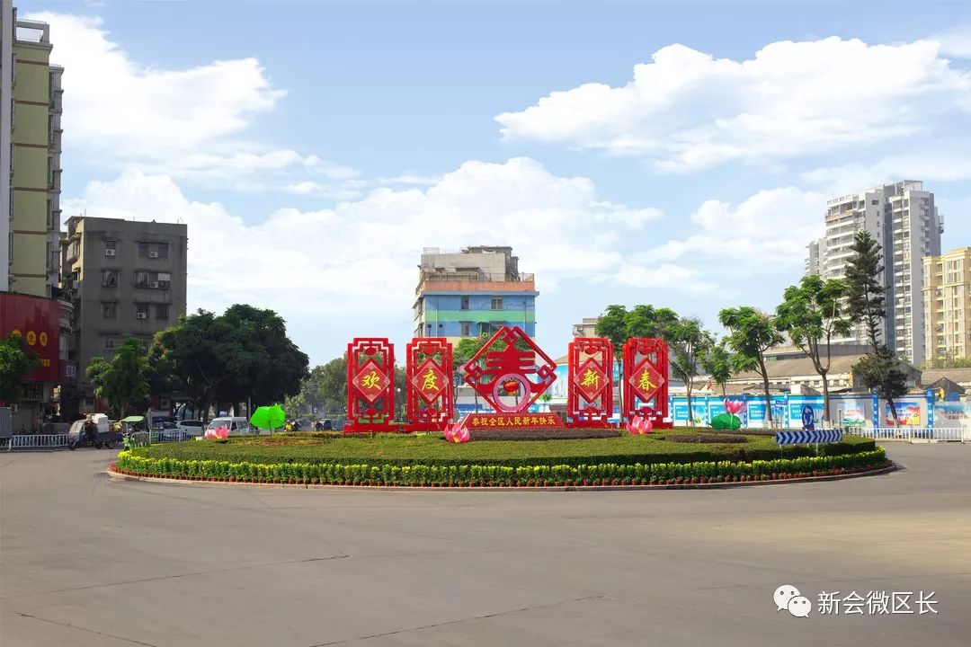 开展城区主要道路渠化岛时花种植工作,在冈州广场岗渠化岛,牛雕岗渠化