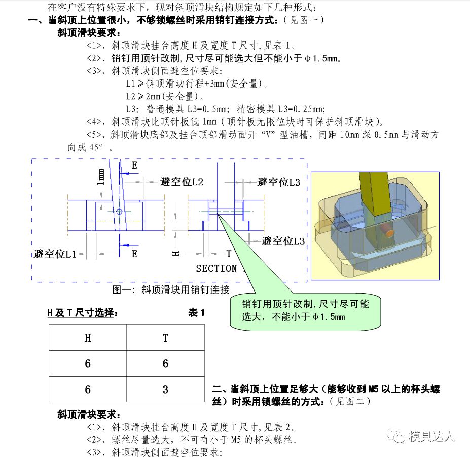 模具达人:斜顶滑块及其避空位的规范设计