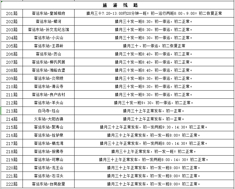 【春运】晋城春节期间公交车运营时间表出炉!