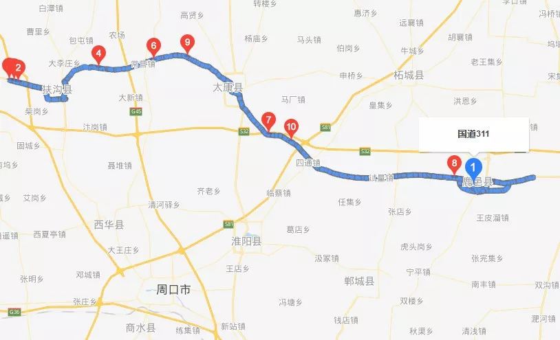 4,河南省g311国道周口市境内236公里至246公里路段