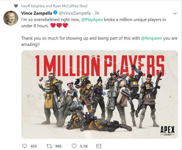 《Apex英雄》發售8小時 獨立玩家超過100萬 遊戲 第1張