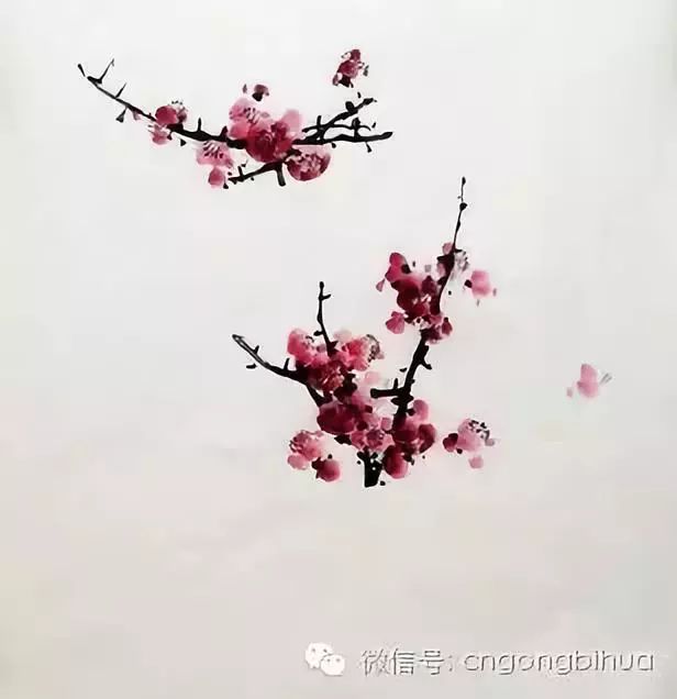 p10, 红梅作品《心与梅花一样清》 画法 步骤三:淡墨画远干