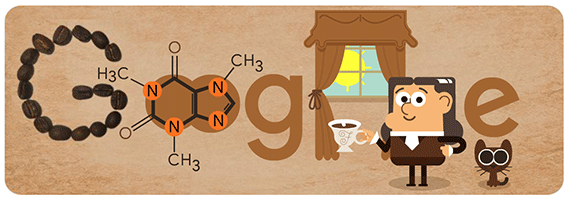 谷歌涂鸦纪念咖啡因活性成分发现者225周年诞辰