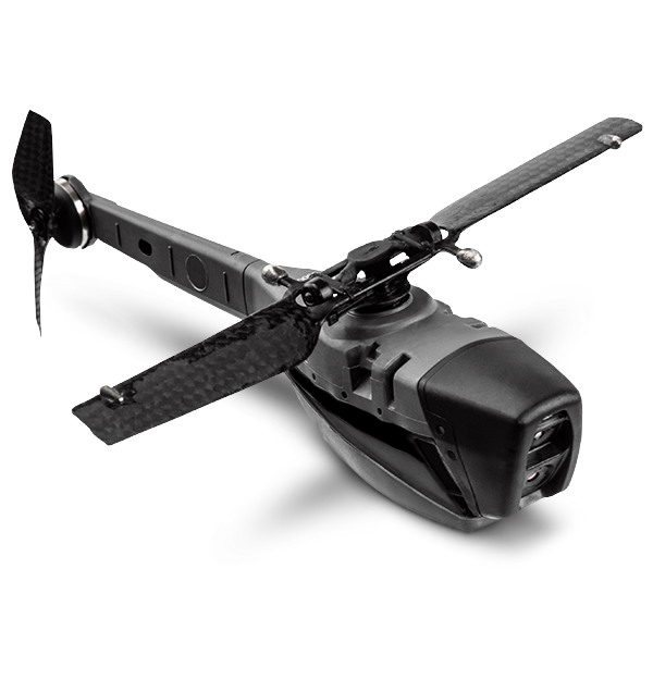 和平常见到的无人机不同,prs 外型设计类似直升机,拥有两个螺旋桨