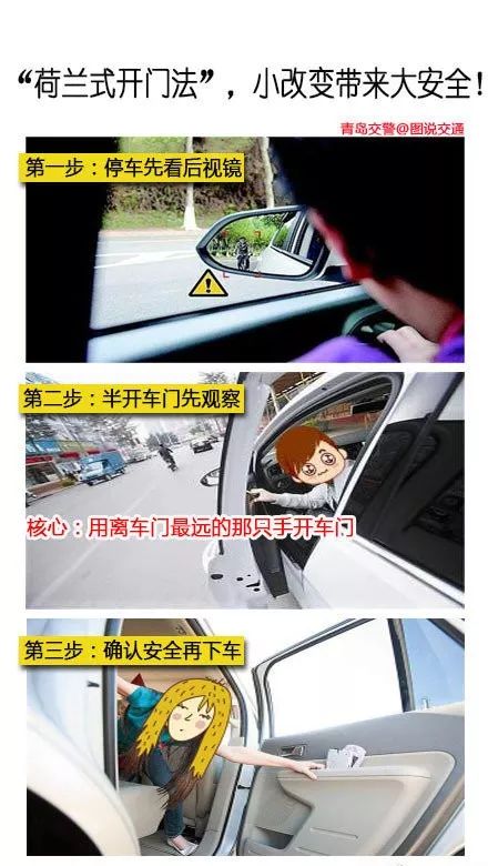 3,继续 确认安全,才将车门打开,然后下车