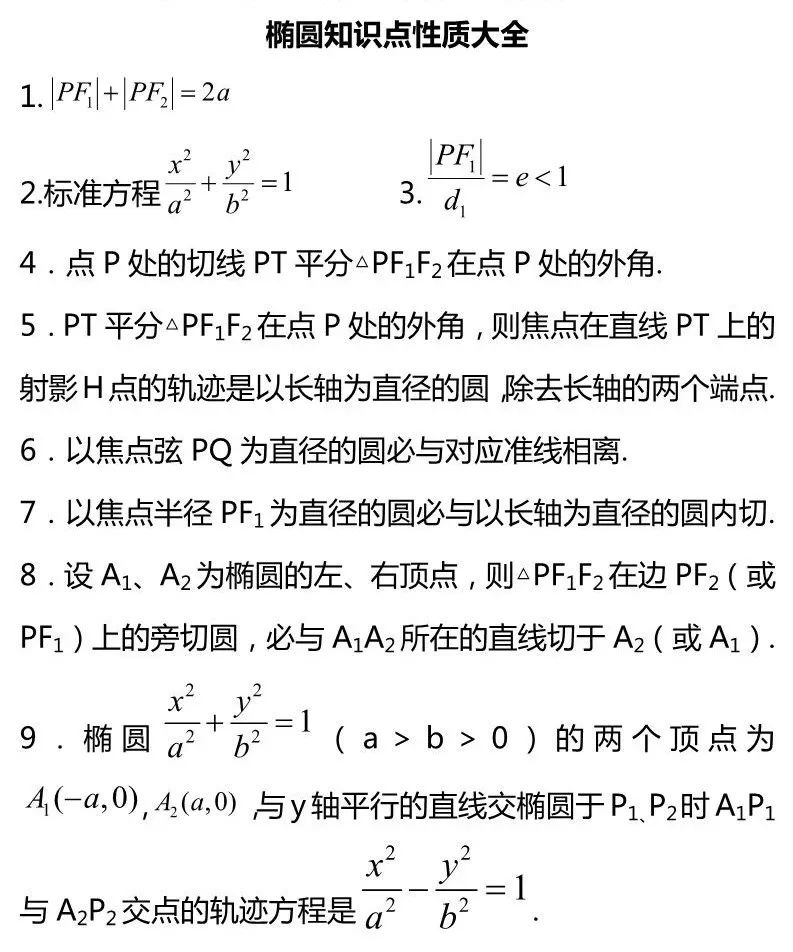 椭圆方程的92条公式定理，赶快收藏起来慢慢看！！_侵权