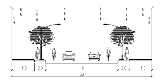 全兴路(耀华道-鸿润道)道路改造工程全长2100米,现状路况 断面图如下