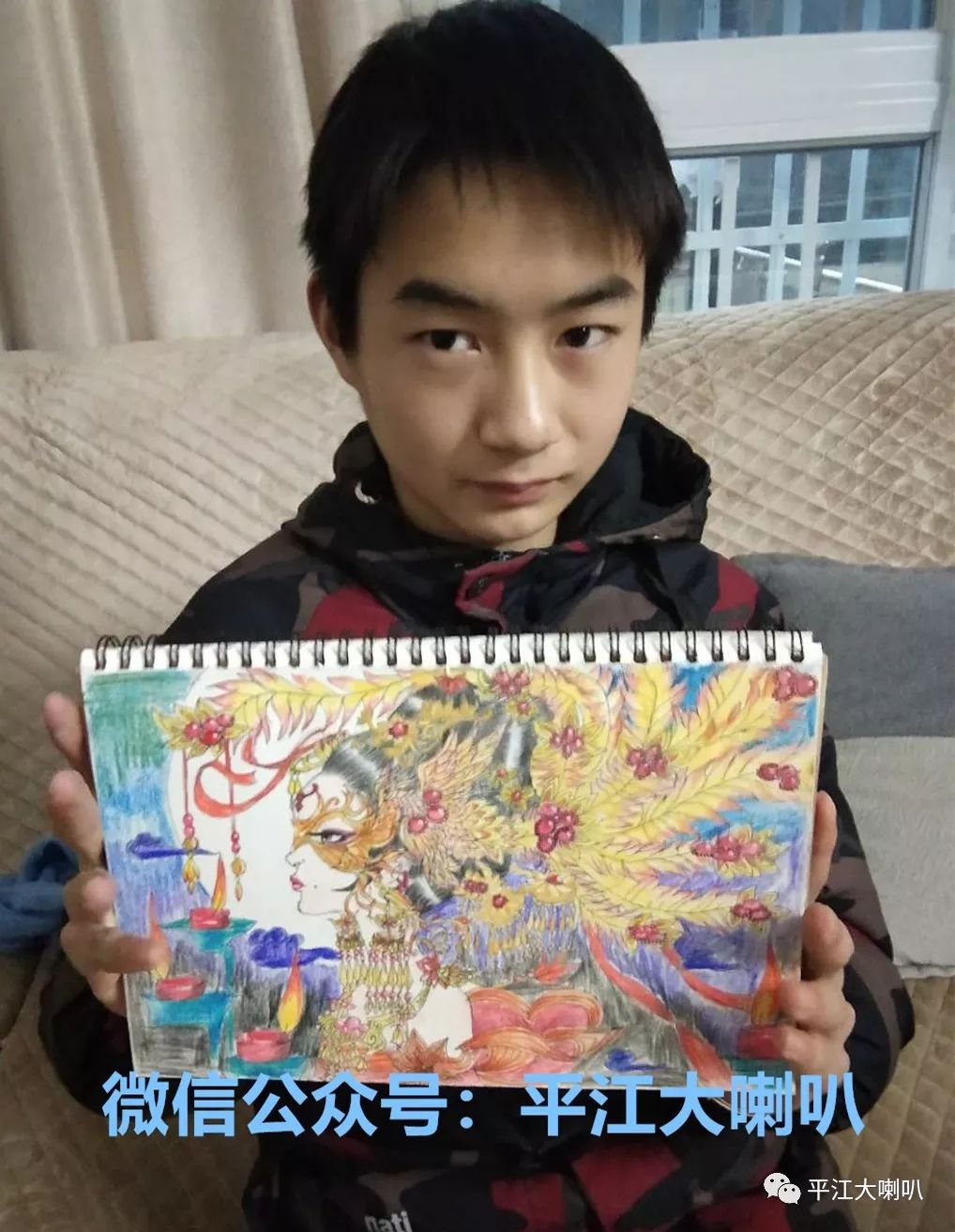 平江15岁少年爱画画,自学成才众人夸赞!
