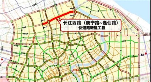 (长江西路快速路在上海路网的位置)宝山区长江西路目前的情况如图所示