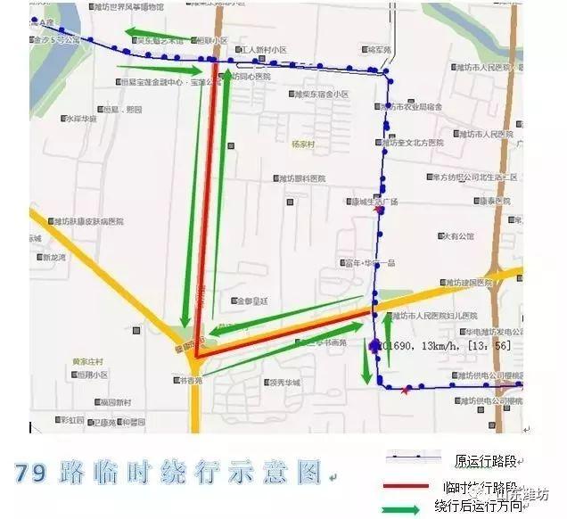 潍坊25路30路31路52路79路81路公交临时调整线路