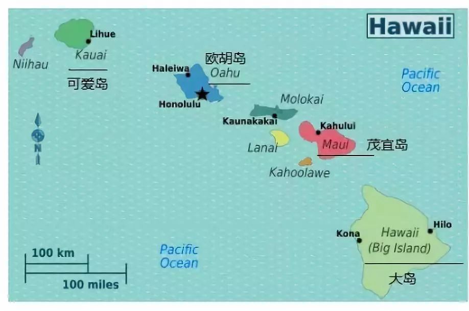 其中面积超过1000平方千米的四个大岛是夏威夷大岛(hawaii),茂宜岛