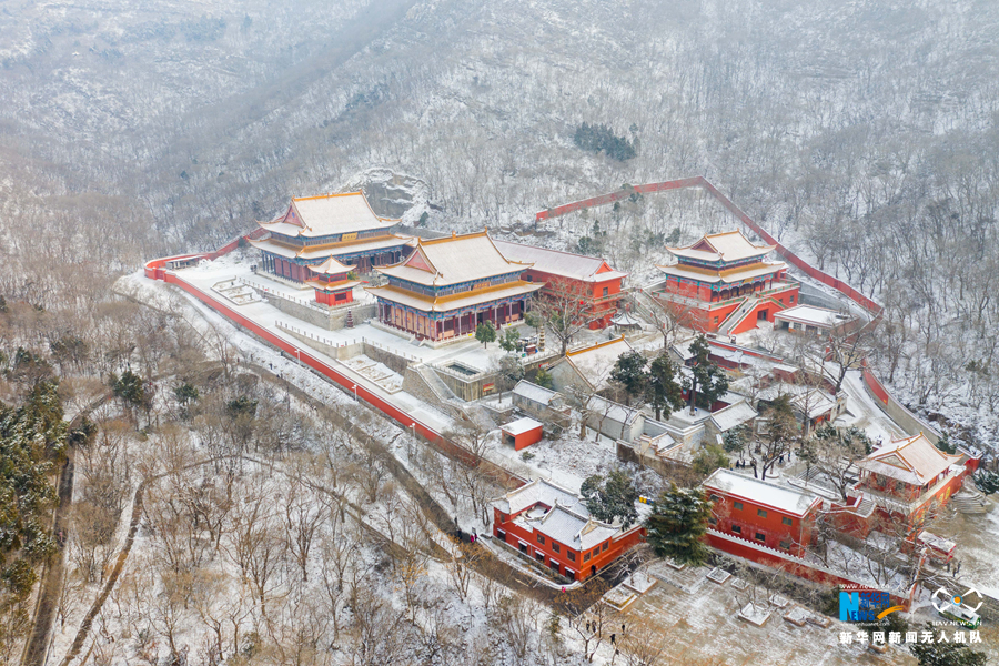 2月9日在安徽省淮北市相山公园拍摄的雪景(无人机拍摄.