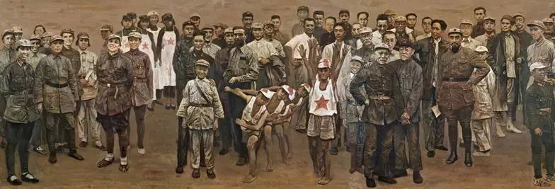 沈嘉蔚《红星照耀中国》(局部) 198×183×6cm,布面油画,1987年,中国