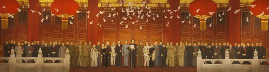 唐勇力《新中国诞生-开国大典》中国画,203×816cm,2009年,中国美术馆