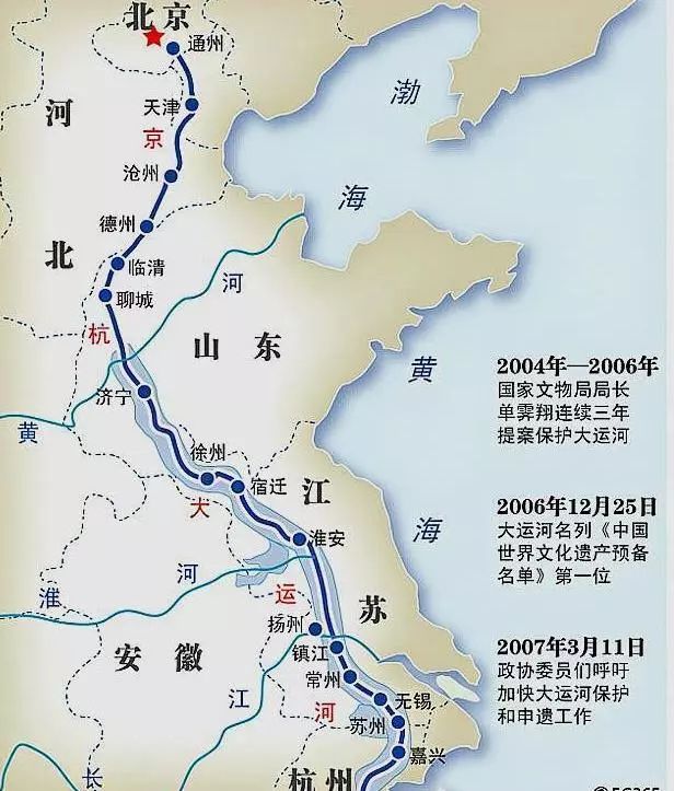京杭大运河线路图