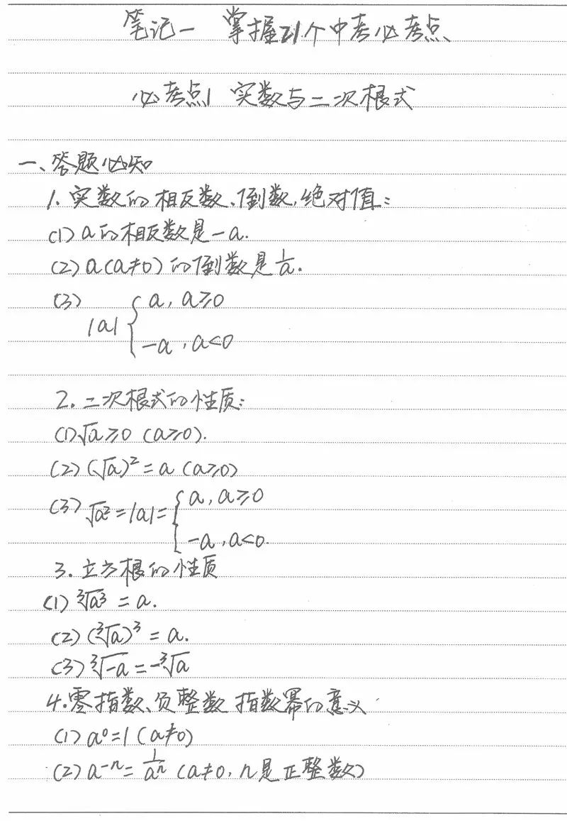 187页初中数学学霸手写笔记曝光,很清晰很全面,快拿走