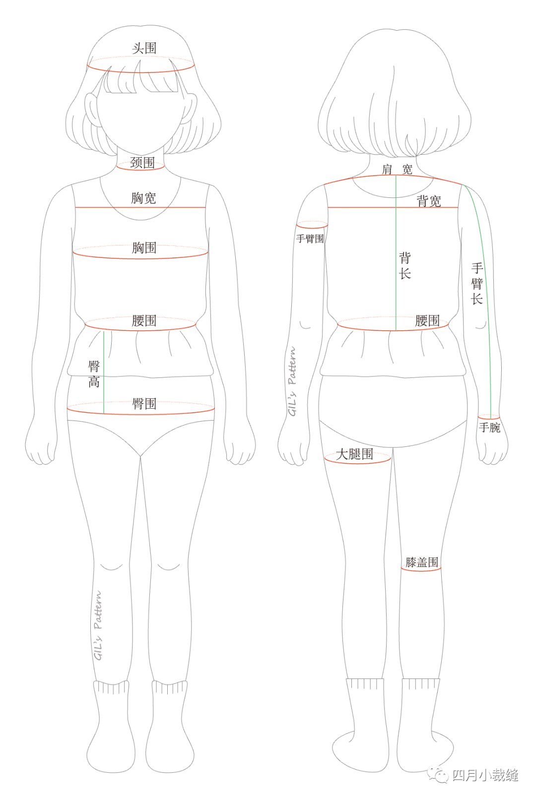 童装,男装,女装的人体尺寸整理