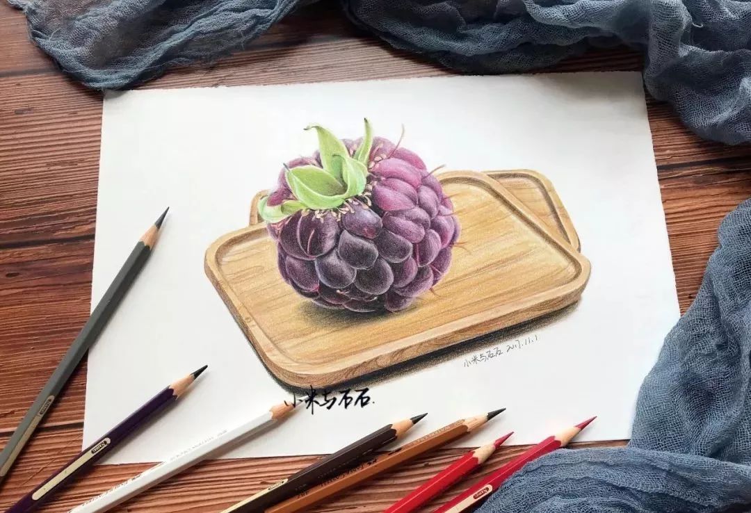 彩铅教程 | 水溶彩铅的魅力,画个覆盆子