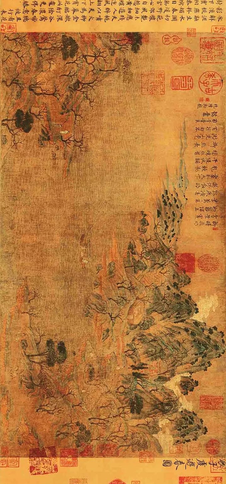 迄今为止存世最古的画卷,画上有宋徽宗题写的"展子虔游春图"六个字