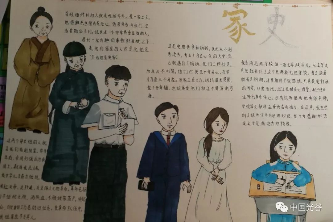 学生假期实践成果《我的家史.光谷十二小寒假作业,军运会手抄报.