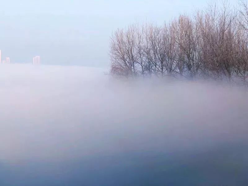 云海河如果你错过了早上的平流雾那就看这里的美图