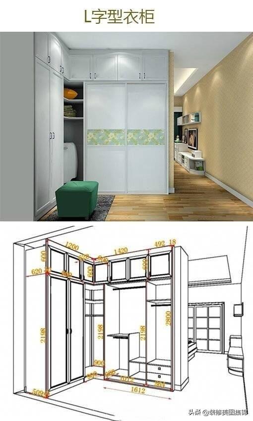 一字型,l型衣柜设计方案,尺寸格局都有了,超实用!