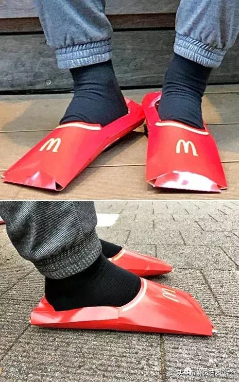 日本網友用麥當勞的薯條盒做了一雙鞋，也太沙雕了！ 搞笑 第10張