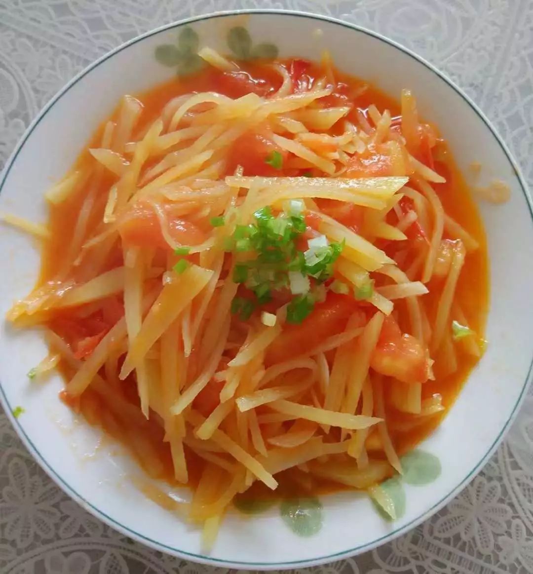 晚餐:西红柿土豆丝 白米粥 小手工馍
